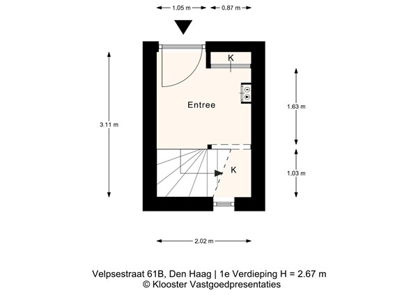 Floorplan - Velpsestraat 61B, 2573 SC Den Haag